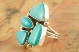 Genuine Campitos Turquiose Sterling Silver Navajo Ring